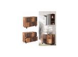Vicco Waschtischunterschrank Waschbeckenunterschrank Ilias Old Style modern 80x61 cm Badezimmer Schrank Badschrank Badkommode Badmöbel 2 Schubladen