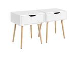 Lot de 2 Tables de Chevets Chambre, Table de Nuits Scandinave, Chevet du Lit Adulte, 1 Tiroir, Blanc, 48,5 × 41 × 57,5 cm - Yaheetech