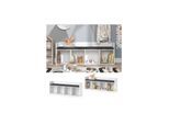 Vicco Sitzbank Kinderzimmerbank Kinderregal Luigi Weiß 142x53 cm modern Kinderzimmer Regal Aufbewahrungsregal Bücherregal Lesebank Spielzeugaufbewahrung Organizer Regal-Bank-Kombi 4 Fächer