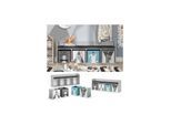 Vicco Sitzbank Kinderzimmerbank Kinderregal Luigi Hellgrau 142x53 cm modern Faltbox Kinderzimmer Regal Aufbewahrungsregal Bücherregal Lesebank Spielzeugaufbewahrung Organizer Regal-Bank-Kombi 4 Fächer