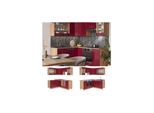 Vicco Eckküche Küchenzeile Einbauküche Fame-Line Eiche Bordeaux Rot 190 cm modern Schubunterschrank Spülenunterschrank Eckunterschrank Herdumbauschrank Hängeglasschrank Hängeschrank Hochglanz