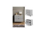 Vicco Nachtkommode Eliza, Grau 66 x 36 cm, Nachttisch mit 2 Schubladen, modern
