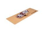 Boarderking - Indoorboard Classic Balance Board + Matte + Rolle Holz / Kork - Floral