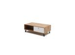 Vicco Couchtisch Nizza 110 x 37 cm, Artisan Weiß, moderner Tisch mit Ablagen