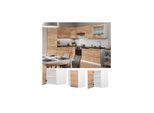Vicco Eckhängeschrank Küchenschrank Küchenmöbel Fame-Line Weiß Eiche modern 57 cm Küche Einbauküche Eckküche Hängeschrank Drehtür Einlegeboden Küchenzeile