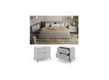 Vicco Nachtkommode Eliza 2er Set, Grau 66 x 36 cm, Nachttisch mit 2 Schubladen