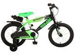 Volare Sportivo Kinderfahrrad - Jungen - 16 Zoll - Neongrün Schwarz - 95% zusammengebaut