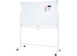 Neuwertig] Whiteboard HHG 835, Magnettafel Memoboard Pinnwand, mobil rollbar inkl. Zubehör 120x90cm - white