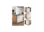 Vicco Kücheninsel Küchenblock Einbauküche Fame-Line Eiche Weiß 90 cm modern Hochglanz Küchen Schränke Regalunterschrank Küchenunterschrank Regalinselunterschrank Softclose-Scharnier Küchenmöbel