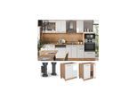 Vicco Unterschrank Küchenschrank Küchenmöbel Fame-Line Eiche Weiß modern 80 cm Küche Einbauküche Drehtür Einlegeboden Blende Küchenzeile Hochglanz