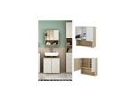 Vicco Spiegelschrank Badspiegel Wandspiegel Edge Eiche Weiß modern 54x55 cm Badezimmer Schrank Badschrank Badezimmermöbel Badmöbel 2 Türen