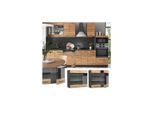 Vicco Hängeglasschrank Küchenschrank Küchenmöbel Fame-Line Anthrazit Eiche modern 80 cm Küche Einbauküche Hängeschrank Glasschrank Drehtür Einlegeboden Küchenzeile