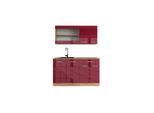 Vicco Küchenzeile Küchenblock Einbauküche R-Line Single Front Bordeaux Hochglanz
