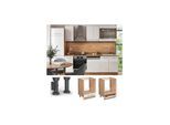 Vicco Herdumbauschrank Küchenschrank Küchenmöbel Fame-Line Eiche Weiß modern 60 cm Küche Einbauküche Blende Herdschrank Küchenzeile Hochglanz