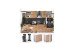Vicco Spülenunterschrank Küchenschrank Küchenmöbel Fame-Line Weiß Eiche modern 80 cm Küche Einbauküche Drehtür Siphonausschnitt Blende Küchenzeile
