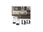 Vicco Mikrowellenumbauschrank Küchenschrank Küchenmöbel Fame-Line Landhaus Weiß Anthrazit 60 cm Gold Küche Einbauküche Blende Hochschrank Schublade Mikrowelle Backofen Küchenzeile