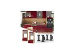 Vicco Mikrowellenumbauschrank Küchenschrank Küchenmöbel Fame-Line Eiche Rot Bordeaux modern 60 cm Küche Einbauküche Blende Schublade Mikrowelle Backofen Küchenzeile Hochglanz