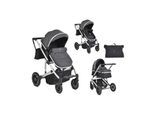 Moni Kombikinderwagen 2 in 1 Thira Babywanne, umbaubar, Sportsitz, Fußabdeckung grau