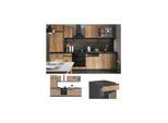 Vicco Küchenzeile Küchenblock Einbauküche R-Line J-Shape Anthrazit Eiche 300 cm modern Küchenschränke Küchenmöbel