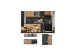 Vicco Küchenzeile Küchenblock Einbauküche R-Line J-Shape Anthrazit Eiche 240 cm modern Küchenschränke Küchenmöbel