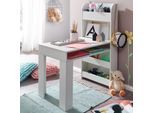 Kinderschreibtisch FineBuy Weiß 90x50x110 cm Schülerschreibtisch Tisch mit Regal