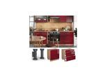Vicco Schubladenunterschrank Küchenschrank Küchenmöbel Fame-Line Eiche Bordeaux Rot 80 cm modern Hochglanz Küche Einbauküche Drehtür Blende Schublade Küchenunterschrank Küchenzeile