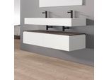 Badezimmer Sideboard Spring 1500 Weiß matt in brauner Dekor-Optik - 150 x 30 x 50 cm