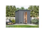Karibu Saunahaus 38mm Melo 2 Ofen 9 kW integr. Strg terragrau