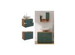 Vicco Waschbeckenunterschrank Irma Eiche Grün 80 x 59 cm 2 Schubladen Badezimmer