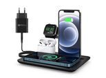 Wisam Smartphone-Dockingstation Wisam® 4 in 1 Multifunktion 15W QI Ladestation für Airpods Apple Watch, Steckverbindung, schwarz