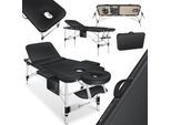 KESSER® Mobile Massageliege klappbar & höhenverstellbar 3 Zonen Massagebett Massagetisch Kosmetikliege Breit Therapieliege Aluminium + 10x Gesichtsauflage mit Kopfstütze Armlehnen & Tasche