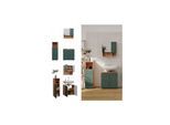 Vicco Badmöbel-Set Irma Eiche Grün 4-teilig Midischrank 95 cm Waschbeckenschrank 60 cm