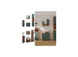 Vicco Badmöbel-Set Irma Eiche Grün 4-teilig Hochschrank Midischrank 95 cm
