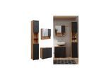 Vicco Badmöbel-Set Irma Eiche Anthrazit 3-teilig Hochschrank Waschbeckenschrank 60 cm