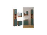 Vicco Badmöbel-Set Irma Eiche Grün 3-teilig Hochschrank Waschbeckenschrank 60 cm
