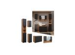 Vicco Badmöbel-Set Irma Eiche Anthrazit 5-teilig Hochschrank Midischrank 81 cm