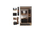 Vicco Badmöbel-Set Irma Eiche Anthrazit 3-teilig Hochschrank Waschbeckenschrank 80 cm