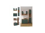 Vicco Badmöbel-Set Irma Eiche Grün 3-teilig Hochschrank Waschbeckenschrank 80 cm