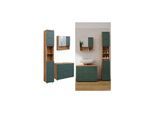 Vicco Badmöbel-Set Irma Eiche Grün 3-teilig Hochschrank Waschbeckenschrank 80 cm