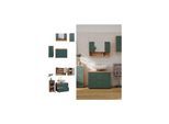 Vicco Badmöbel-Set Irma Eiche Grün 4-teilig Midischrank 81 cm Hängeschrank