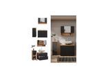 Vicco Badmöbel-Set Irma Eiche Anthrazit 3-teilig Midischrank 81 cm Waschbeckenschrank 80 cm