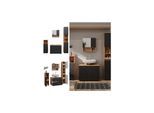 Vicco Badmöbel-Set Irma Eiche Anthrazit 4-teilig Hochschrank Midischrank 95 cm