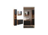 Vicco Badmöbel-Set Irma Eiche Anthrazit 3-teilig Hochschrank Waschbeckenschrank 80 cm