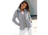 Fleecejacke CASUAL LOOKS, Damen, Gr. 36, grau (hellgrau, meliert), 100% Polyester, unifarben, Jacken Fleecejacke