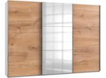Schwebetürenschrank WIMEX "Level by fresh to go", weiß (weiß, plankeneichefarben), B:300cm H:216cm T:65cm, Schränke, Schwebetürenschrank