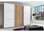 Schwebetürenschrank WIMEX "Magic by fresh to go", braun (plankeneiche nachbildung, weiß), B:300cm H:216cm T:65cm, Schränke, Schwebetürenschrank