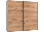 Schwebetürenschrank WIMEX "Level by fresh to go", weiß (weiß, plankeneichefarben), B:250cm H:236cm T:65cm, Schränke, Schwebetürenschrank