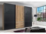 Schwebetürenschrank WIMEX "Magic by fresh to go", grau (plankeneichefarben, außentüren grauglas), B:300cm H:216cm T:65cm, Schränke, Schwebetürenschrank