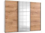 Schwebetürenschrank WIMEX "Level by fresh to go", weiß (weiß, plankeneichefarben), B:300cm H:236cm T:65cm, Schränke, Schwebetürenschrank