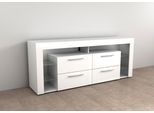 TV-Board FMD "Vibio", weiß (weiß edelglanz, hochglanz weiß), B:180cm H:72,7cm T:41,3cm, Sideboards, TV-Board